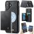 CaseMe iPhone 16 2-in-1 Detachable Magnetic Wallet Case with RFID Blocking, Card Holder & MagSafe Compatible - Black