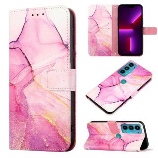 Marble Pattern Motorola Edge 20 Wallet Case Purple Gold