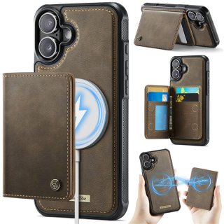 CaseMe iPhone 16 Plus 2-in-1 Detachable Magnetic Wallet Case with RFID Blocking, Card Holder & MagSafe Compatible - Coffee