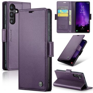 CaseMe Samsung Galaxy S24 FE Wallet RFID Blocking Magnetic Buckle Case Purple