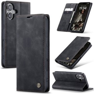 CaseMe iPhone 17 Wallet Magnetic Suede Leather Case Black