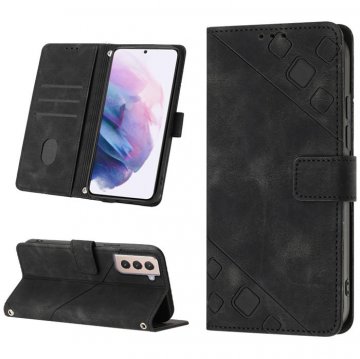 Skin-friendly Samsung Galaxy S21 Plus Wallet Stand Case with Wrist Strap Black