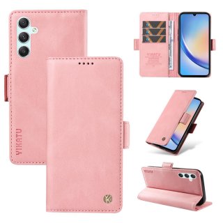 YIKATU Samsung Galaxy A34 5G Skin-touch Wallet Kickstand Case Pink