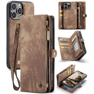 CaseMe iPhone 16 Pro Max Wallet Case with Wrist Strap Coffee