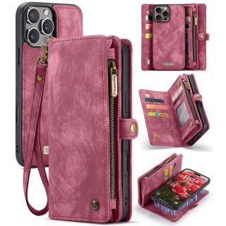 CaseMe iPhone 16 Pro Wallet Case with Wrist Strap Red