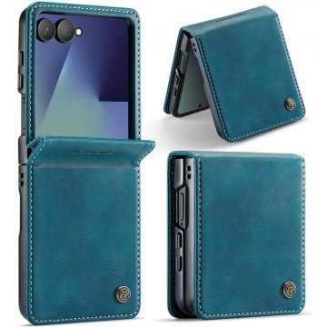 CaseMe Samsung Galaxy Z Flip8 Vintage Case with Integrated Hinge Protection Blue