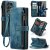 CaseMe Samsung Galaxy S25 Ultra Wallet Kickstand Case with Wrist Strap Blue