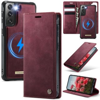 CaseMe Samsung Galaxy S21 FE 2-in-1 Magnetic Wallet Case – Wireless Charging & RFID Blocking Red