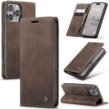 CaseMe iPhone 16 Pro Wallet Magnetic Suede Leather Case Coffee