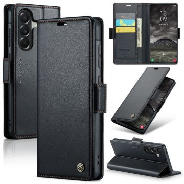 CaseMe Samsung Galaxy A57 Wallet RFID Blocking Magnetic Buckle Case Black