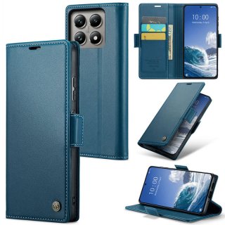 CaseMe Xiaomi 14T Wallet RFID Blocking Magnetic Buckle Case Blue