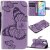 iPhone 12 Embossed Butterfly Wallet Magnetic Stand Case Purple