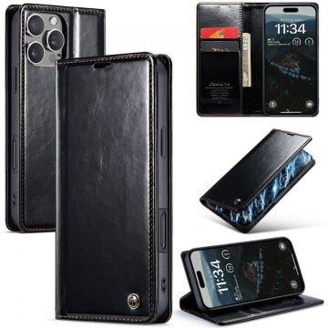 CaseMe iPhone 16 Pro Luxury Wallet Magnetic Case Black