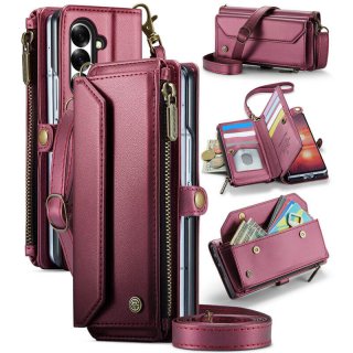 CaseMe Samsung Galaxy Z Fold8 Ultra RFID Wallet Case with Crossbody Strap, Zipper Pocket & Wireless Charging Red