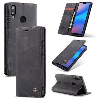 CaseMe Huawei P20 Lite Wallet Stand Magnetic Flip Case Black