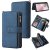 For iPhone SE 2024 Wallet 15 Card Slots Leather Case with Wrist Strap Blue