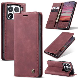 CaseMe Xiaomi 15 Pro Wallet Magnetic Suede Leather Case Red