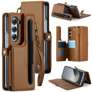 CaseMe Samsung Galaxy Z Fold6 Wallet RFID Blocking Kickstand Case Brown