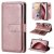 For iPhone 16 Pro Wallet 10 Card Slots Kickstand Leather Case Rose Gold