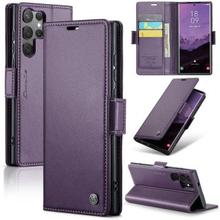 CaseMe Samsung Galaxy S25 Ultra Wallet RFID Blocking Magnetic Buckle Case Purple