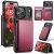 CaseMe iPhone 17 Pro Max RFID Blocking Card Holder Case with Kickstand Red