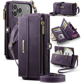 CaseMe iPhone 17 Pro Max Crossbody Wallet Case with RFID Blocking & Wireless Charging Purple
