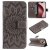 For iPhone 16 Pro Embossed Sunflower Pattern Wallet Magnetic Case Gray