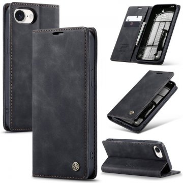 CaseMe iPhone 16e Wallet Magnetic Suede Leather Case Black