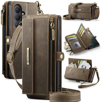 CaseMe Samsung Galaxy S26 Plus Crossbody Wallet Case with RFID Blocking & Wireless Charging Coffee