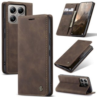 CaseMe Xiaomi 14T Pro Wallet Magnetic Suede Leather Case Coffee