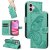 For iPhone 16 Butterfly Embossed Wallet Kickstand Case Green