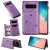 Samsung Galaxy S10 Bee and Cat Magnetic Card Slots Stand Cover Purple