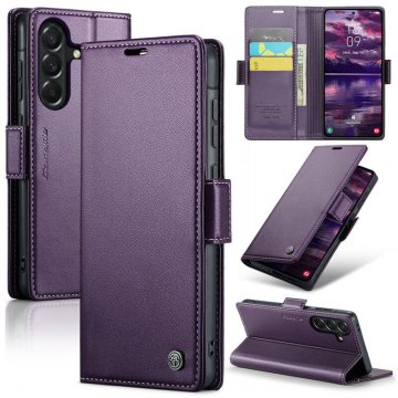CaseMe Samsung Galaxy A37 Wallet RFID Blocking Magnetic Buckle Case Purple