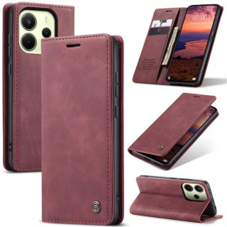 CaseMe Xiaomi Redmi Note 14 4G Wallet Magnetic Suede Leather Case Red