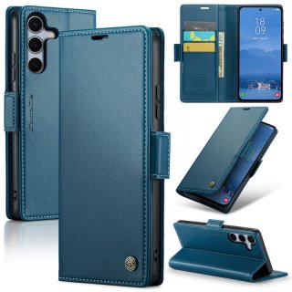 CaseMe Samsung Galaxy S25 Plus Wallet RFID Blocking Magnetic Buckle Case Blue