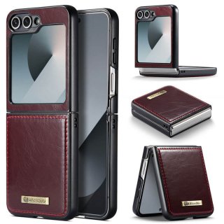 CaseMe Samsung Galaxy Z Flip6 Retro PU Leather Case Red