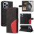 For iPhone 16 Pro Max Dual-Color Splicing Wallet Magnetic Stand Case Black