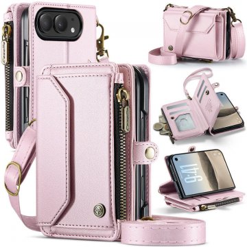 CaseMe iPhone Duo Crossbody Wallet Case with 6 Card Slots, RFID Blocking & Wireless Charging Pink