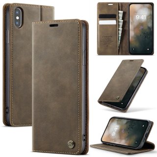 CaseMe iPhone X/XS Magnetic Wallet Case with RFID Blocking Coffee