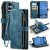 CaseMe Samsung Galaxy S25 Plus Wallet Kickstand Case with Wrist Strap Blue