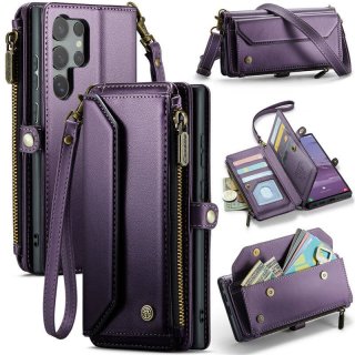 CaseMe Samsung Galaxy S25 Ultra Wallet RFID Blocking Crossbody Case Support Wireless Charging Purple