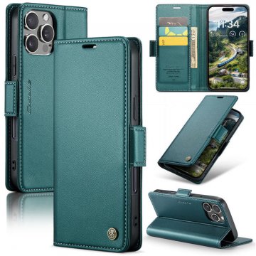 CaseMe iPhone 16 Pro Wallet RFID Blocking Magnetic Buckle Case Green