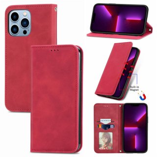 Wallet Stand Magnetic Flip Leather Case Red For iPhone