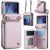 CaseMe Samsung Galaxy Z Flip7 Wallet Case with Card Holder, Crossbody Strap & RFID Blocking Pink