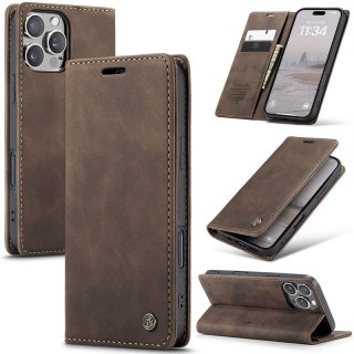 CaseMe iPhone 16 Pro Max Wallet Magnetic Suede Leather Case Coffee