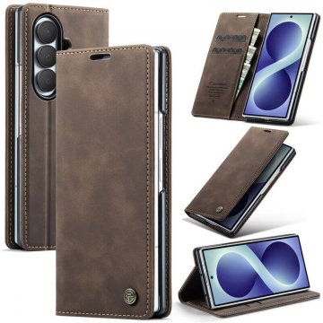 CaseMe Samsung Galaxy Z Fold8 Ultra Suede Leather Wallet Case Coffee