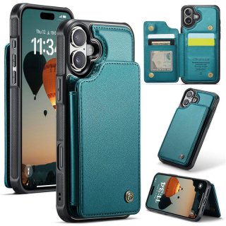 CaseMe iPhone 16 RFID Blocking Card Holder Kickstand Case Green