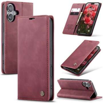 CaseMe iPhone 16 Wallet Magnetic Suede Leather Case Red