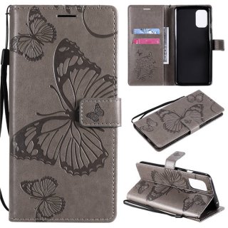 OnePlus 8T Embossed Butterfly Wallet Magnetic Stand Case Gray