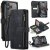 CaseMe iPhone 17 Pro Wallet Kickstand Case with Wrist Strap Black